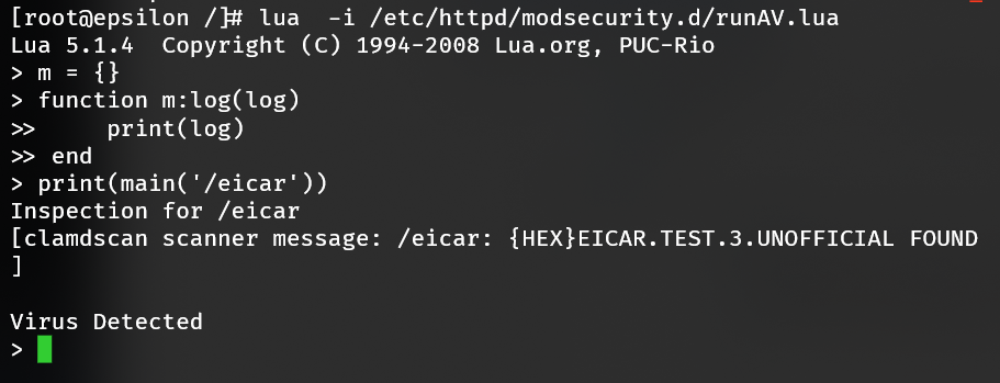 Lua EICAR test