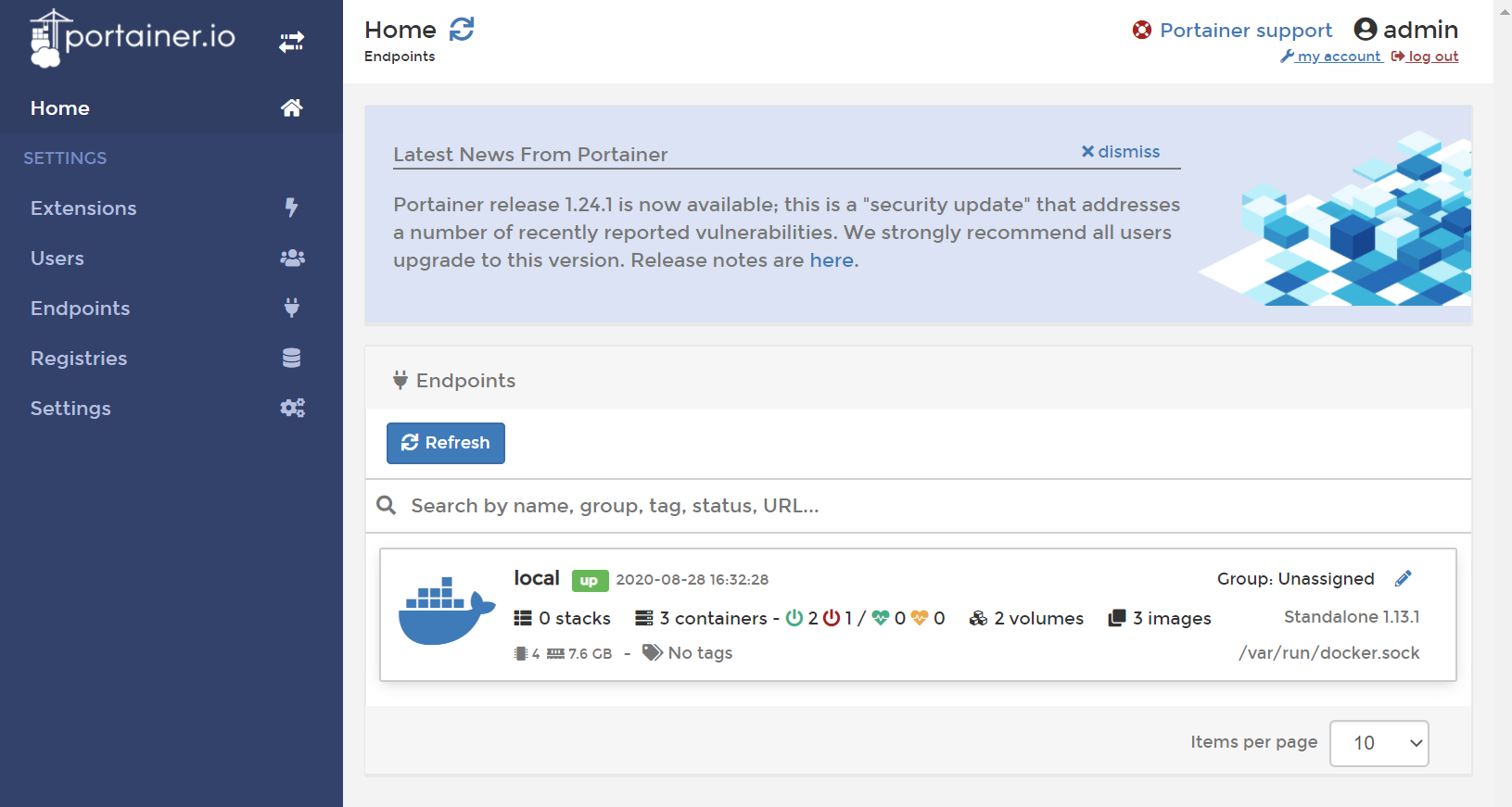 Portainer Dashboard